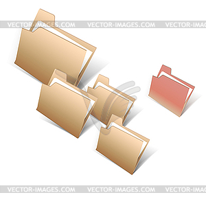 Brown and red file folder icons - vector clip art