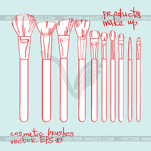 Набор косметических щеток - стоковый клипарт