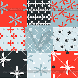 Set of 9 abstract seamless patterns - vector image