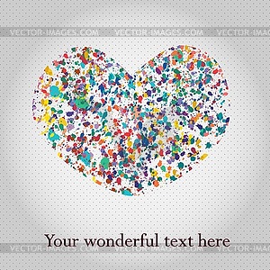 Abstract heart with splashes of colorful paint - vector image
