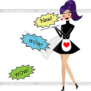 Retro-styled promoter girl - vector clip art