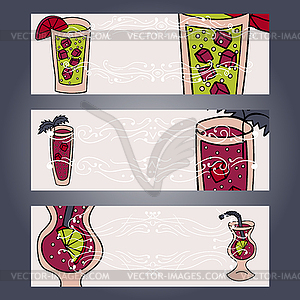 Set of 3 cocktail party cards - vector clip art