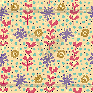 Cute seamless pattern with doodle flowers - vector clip art