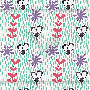 Cute seamless pattern with doodle flowers - vector image