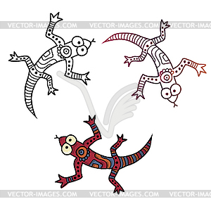 Colorful ethnic hand-drawn creature monster in 3 - vector clipart