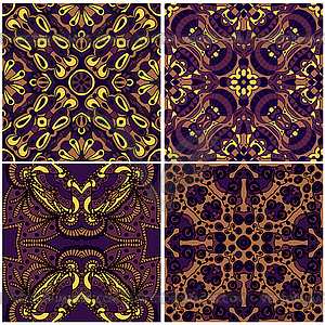 Set of 4 colorful ethnic seamless patterns - vector image