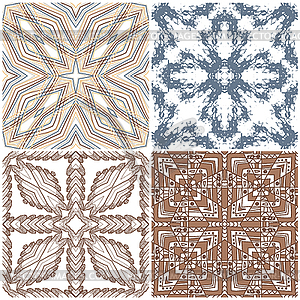 Set of 4 colorful ethnic seamless patterns - vector image