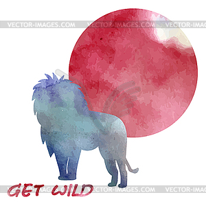 Watercolor silhouette - lion - vector clipart