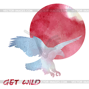 Watercolor silhouette - eagle - vector clip art