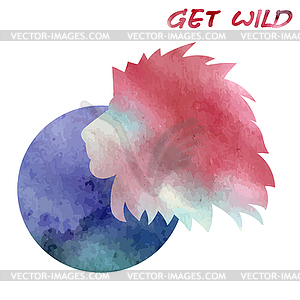 Watercolor silhouette - lion head - vector image