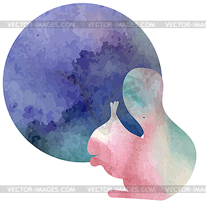 Watercolor silhouette - squirrel - vector image