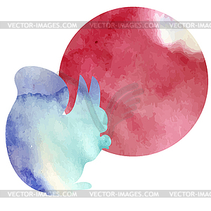 Watercolor silhouette - squirrel - vector clip art
