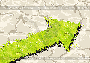 Grass Arrow on crack ground. Vector illustration - vector clipart