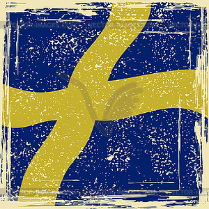 Swedish grunge flag. Grunge effect can be cleaned - vector clipart