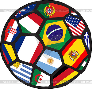 Football soccer ball made of flags - vector image