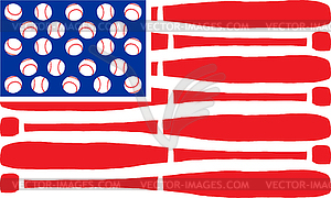 American flag made of bats and balls - vector clip art