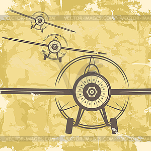 Vintage grunge postcard design with plane - vector clipart