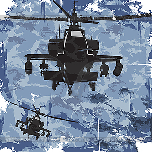 Army grunge background with helicopter - royalty-free vector image