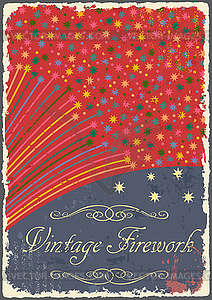 Vintage fireworks poster design. Retro flyer - vector clipart