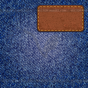 Jeans texture with leather label - vector clip art