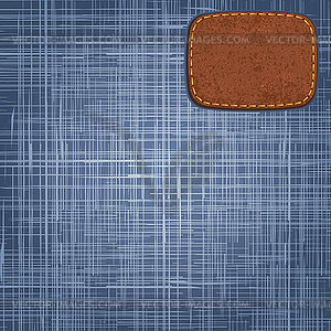 Jeans texture with leather label - vector clipart