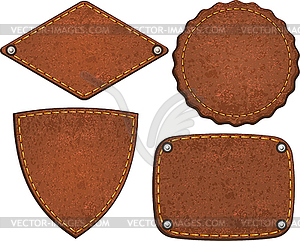 Set of leather labels - vector image