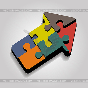 Arrow puzzle concept on gray background - vector image