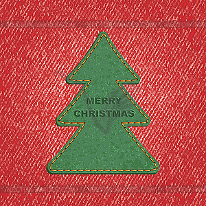 Jeans background leather Christmas tree - vector clipart