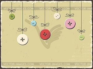 Vintage greeting card with buttons - vector image