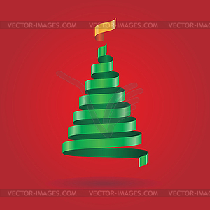 Christmas card with ribbon tree - royalty-free vector image