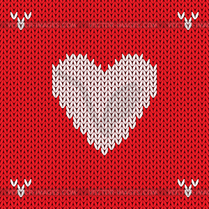 Christmas Knitted background with heart - vector EPS clipart