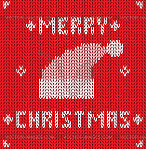 Christmas Card with knitted texture - vector image