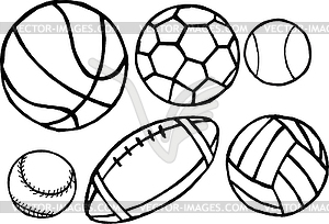 Set of different sport balls - royalty-free vector clipart