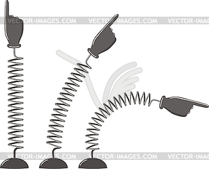 Hands with pointing finger on springs. Vector - vector clip art