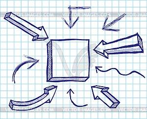 Arrows and frames sketchy elements - vector clipart