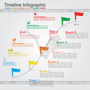 Хронология инфографика с элементами, значки - иллюстрация в векторном формате