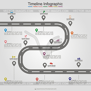 Road infographic timeline element layout - vector clip art