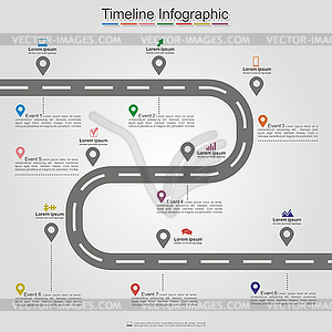 Дорога инфографики график элемента макета - иллюстрация в векторном формате