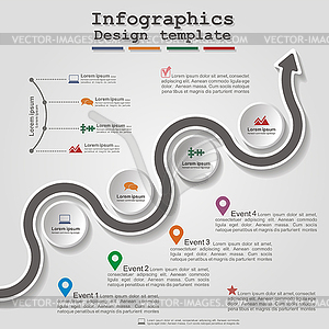 Road infographic timeline element layout - color vector clipart