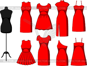Different Cocktail and Evening Dresses - vector clip art