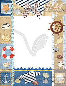 Marine photo frame. Vector illustration - vector image