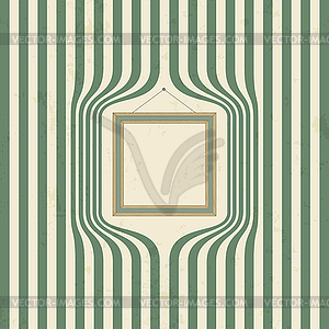 Wooden frame on striped wallpaper - vector clipart