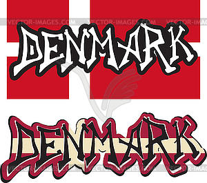 Denmark word graffiti different style - vector image