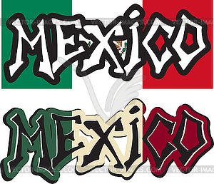 Мексика слово граффити другой стиль - цветной векторный клипарт