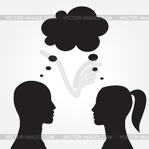 Man and woman with speech bubble - vector clipart