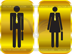 Businessman and businesswoman golden signs - vector image