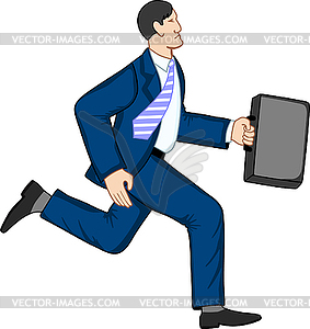 Running businessman with briefcase - vector clip art