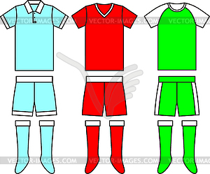 Different football Soccer uniforms - vector clipart