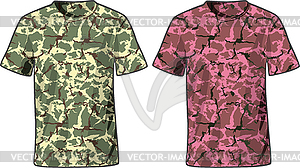 Мужская Военные Рубашки передней шаблон вида - клипарт в векторном виде