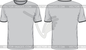 Men`s t-shirts template. Front and back views - vector image